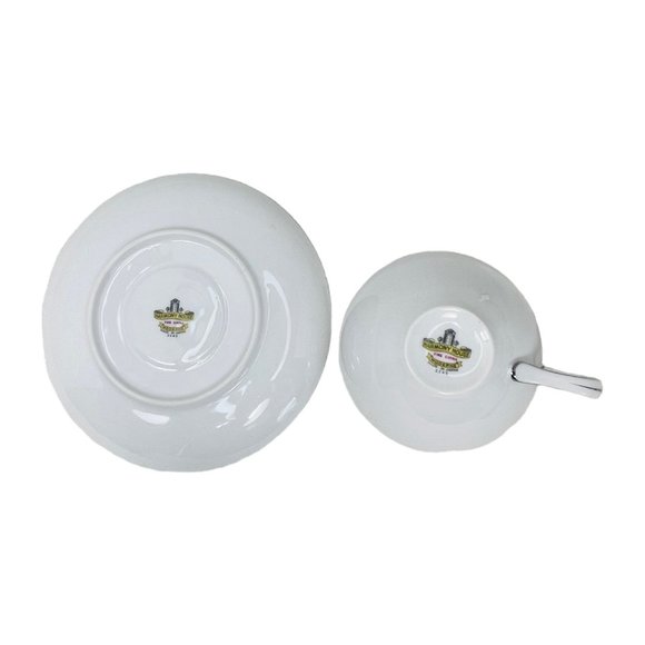 Harmony House Moderne Platinum Trim 4 Cups and Saucers & Creamer Japan No. 3545 - Picture 9 of 16